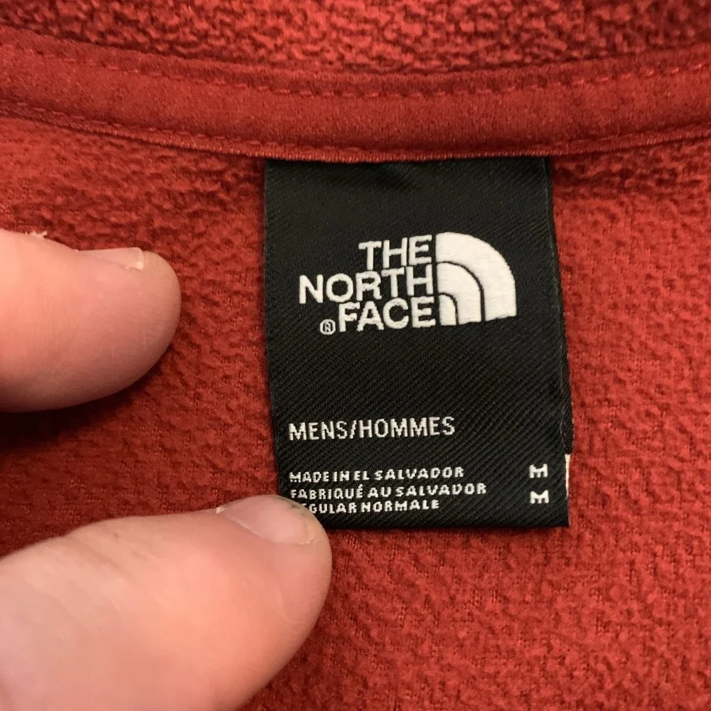 The North Face Pullover Shirt Mens Medium Orange Fleece 1/4 Zip Outdoor Hiking